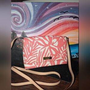 Kate Spade Coral Leaf Print Crossbody Bag